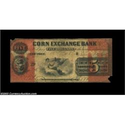 New York, NY - Corn Exchange Bank $5 Sept. 1, 1860 G8An otherwise Fine note with two corner nips. Th
