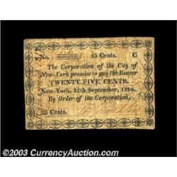 New York, NY- Corporation of the City of New York 25¢ Sept. 12, 1814 Harris 47The Harris plate note