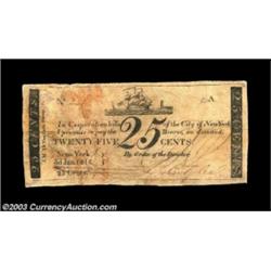 New York, NY- Corporation of the City of new York 25¢ Jan. 3, 1816 Harris 72The Harris plate note fo