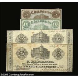 New York, NY- C. Delmonico 5¢, 10¢, 15¢, 25¢ Harris 426-429 Four notes from this scarce issuer, whos