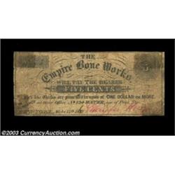 New York, NY- Empire Bone Works 5¢ Nov. 15, 1862 Harris 487A great note which is the sole piece list