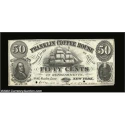 New York, NY- Franklin Coffee House 25¢, 50¢ Harris 516, 517Two pieces, one the Harris plate specime