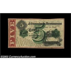 New York, NY- J. Gunnings Restaurant 5¢ Harris 553A small piece of scrip which bears one of the grea