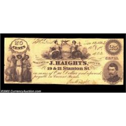 New York, NY- J. Haight's 25¢ Nov. 12, 1862 Harris 567The only note Harris lists from this issuer, w