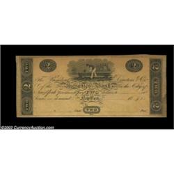 New York, NY- Mechanics Bank $2 G34 ProofAn Abner Reed Proof printed on yellow laid paper, ex- Reed