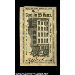 New York, NY- Pettit & Crook 25¢ Harris 872Not only is this a very rare and perhaps unique note as t