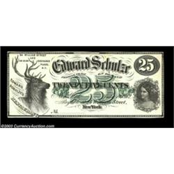 New York, NY- Edward Schulze 25¢ July 1, 1862 Harris 947The Harris plate example and the only note l