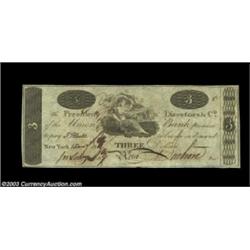 New York, NY- Union Bank $3 Jan. 1, 1818 C38A super high grade contemporary counterfeit, with a bit