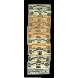 New York, NY- Rushton's Drugs 3¢, 5¢ (2), 10¢ (2), 25¢, 50¢ Oct. 25, 1862 Harris 913, 915, 916, 918,
