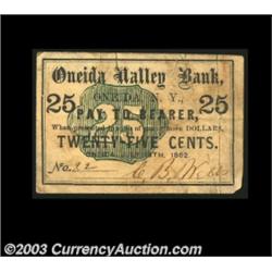 Oneida, NY- G.B. Wells 25¢ July 15, 1862 Harris 40The only note listed for this issuer, with this th
