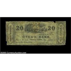 Otego, NY- Jared Burdick 20¢ Oct. 20, 1862 Harris 6A rare note which Harris mistakenly lists under O