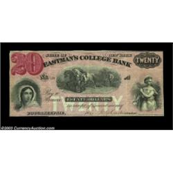 Poughkeepsie, NY- Eastman's College Bank $20 1863 Schingoethe UNLA scarce early Eastman issue which