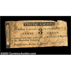 Poughkeepsie, NY- Manhattan Company 3¢ Oct. 5, 1815 Harris 26Another extremely rare early fractional