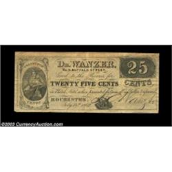 Rochester, NY- Dr. Wanzer 25¢ July 14, 1862 Harris 170The Harris plate note, and the sole denominati