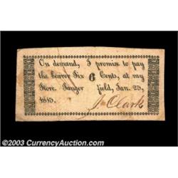 Sangerfield, NY- J. Clark 6¢ Jan. 25, 1815 Harris 17Another exceptionally rare early note, this both
