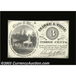 Saratoga Springs, NY - Clarke & White 3¢ November 1, 1862 Harris 12This fractional piece bears a vig