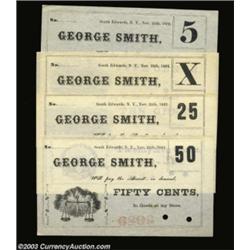 South Edwards, NY- George Smith 5¢, 10¢, 25¢, 50¢ Nov. 25, 1862 Harris 5-8Four pieces, the 5¢ the Ha