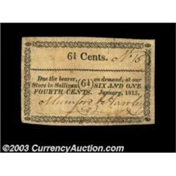 Sullivan, NY- Mumford & Hawley 6 1/4¢ Jan. 1815 Harris 16The sole note listed for this issuer, and a