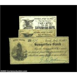 Tivoli, NY- Unidentified Issuer 10¢, 25¢ July 21, 1862 Harris 7, 8; G.A. Milham 5¢ July 21, 1862 Har