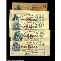 Trenton, NY- O.E. Owens & Co. 5¢, 10¢ (2), 25¢, 50¢ Nov. 4, 1862 Harris 5, 7, 7A (?), 9, 12Five piec