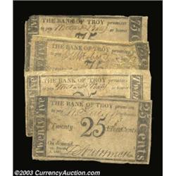 Troy, NY- The Bank of Troy 25¢ (2), 75¢ (2) G24, G24a, G32, G32a Harris 30, 31, 36, 37Four early exa
