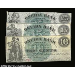 Utica, NY- H. Beckwith 10¢, 15¢, 25¢ Oct. 26, 1862 Harris 107-109Three pieces, the 10¢ issued Fine,