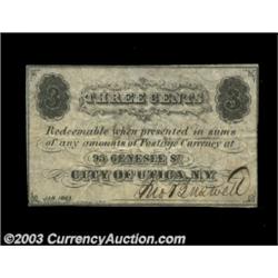 Utica, NY- Jno. Buswell 3¢ Jan. 1863 Harris 120One of only two denominations listed for this issuer,