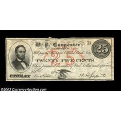Utica, NY- W.P. Carpenter 25¢ Oct. 6, 1862 Harris 132The Harris plate note, and a lovely example bea