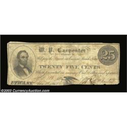 Utica, NY- W.P. Carpenter 25¢ Aug. 1, 1862 Harris 130, 131Two pieces, both with the first date used
