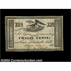 Utica, NY- I. Sennet 12 1/2¢ May 10, 1837 Harris 226A very rare Hard Times period note which is the