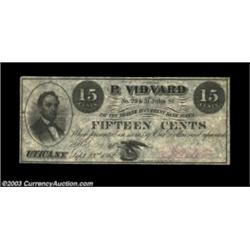 Utica, NY- P. Vidvard 15¢ Sept. 23, 1862 Harris 277A very rare Utica issuer not represented in the U