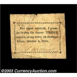 Utica, NY- S. Williams 3¢ Oct. 8, 1814 Harris 85The Harris plate note for this early Utica issuer, a