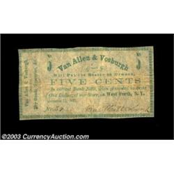 West Perth, NY- Van Allen & Vosburgh 5¢ Oct. 13, 1862 Harris 5A neat piece printed entirely in green