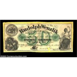 Williamsburgh (Brooklyn), NY- Rudolph Wenzlik 50¢ July 10, 1862 Harris 5A simply great piece with ev