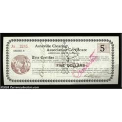 Asheville, NC- Asheville Clearing House Association $5 Nov. 4, 1907First we've ever seen or heard of