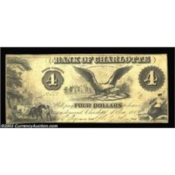Charlotte, NC- Bank of Charlotte $4 Dec. 1, 1859 G4 Pennell 350A choice example of this often low gr