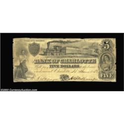 Charlotte, NC- Bank of Charlotte $5 June 15, 1853 G6 Pennell 360; $5 Aug. 1, 1860 G8b Pennell 370Two