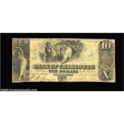 Charlotte, NC- Bank of Charlotte $10 July 1, 1854 C10 Pennell 380A nice example of this scarce count