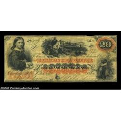 Charlotte, NC- Bank of Charlotte $20 March 1, 1860 G16 Pennell 410A very rare denomination which we'