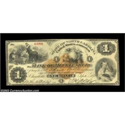 Charlotte, NC- The Bank of Mecklenburg $1 April 1, 1875The variety with the gold revenue stamp, an a