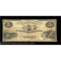 Charlotte, NC- The Bank of Mecklenburg $5 Dec. 29, 1874Notes of this denomination and higher are jus