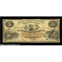 Charlotte, NC- The Bank of Mecklenburg $5 Mar. 12, 1875A very scarce note, even with the revenue sta