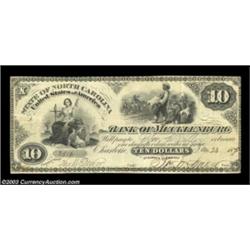 Charlotte, NC- The Bank of Mecklenburg $10 Jan. 23, 1875The variety lacking the revenue stamp, with