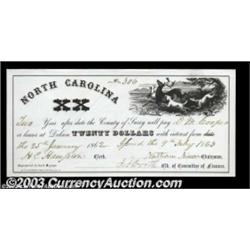 Dobson, NC- County of Surry $20 July 9, 1863A very rare county issue, particularly in this state of