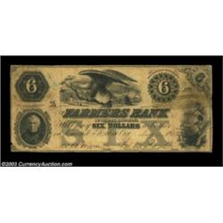 Elizabeth City, NC- The Farmers Bank of North Carolina $6 June 1, 1853 G8 Pennell 660There is a tape