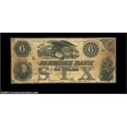 Elizabeth City, NC- The Farmers Bank of North Carolina $6 July 21, 1853 UNLA counterfeit which is pa