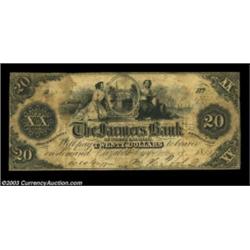 Elizabeth City, NC- The Farmers Bank of North Carolina $20 May 14, 1853 G14 Pennell 700A very rare n