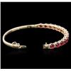 Image 3 : 14KT Yellow Gold 7.95 ctw Rubies and Diamond Bangle Bracelet