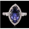 Image 2 : 14KT White Gold 3.02 ctw Tanzanite and Diamond Ring