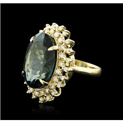 14KT Yellow Gold 22.70 ctw Topaz and Diamond Ring